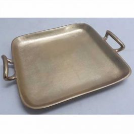 ih16229 bandeja  de metal dorado con asas