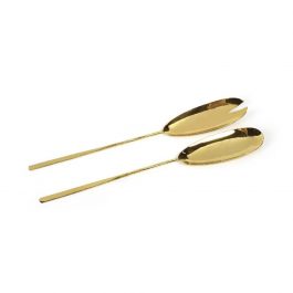zxin7225 set/2 cubiertos de servir dorado dainty
