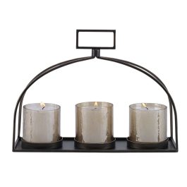 UT18040 CANDELABRO DE METAL Y VIDRIO MOROCCO