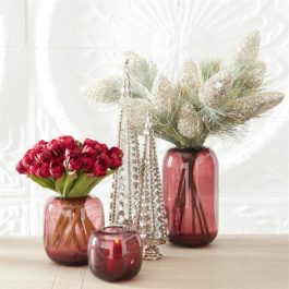 k18124a florero vidrio color burgundy Grande