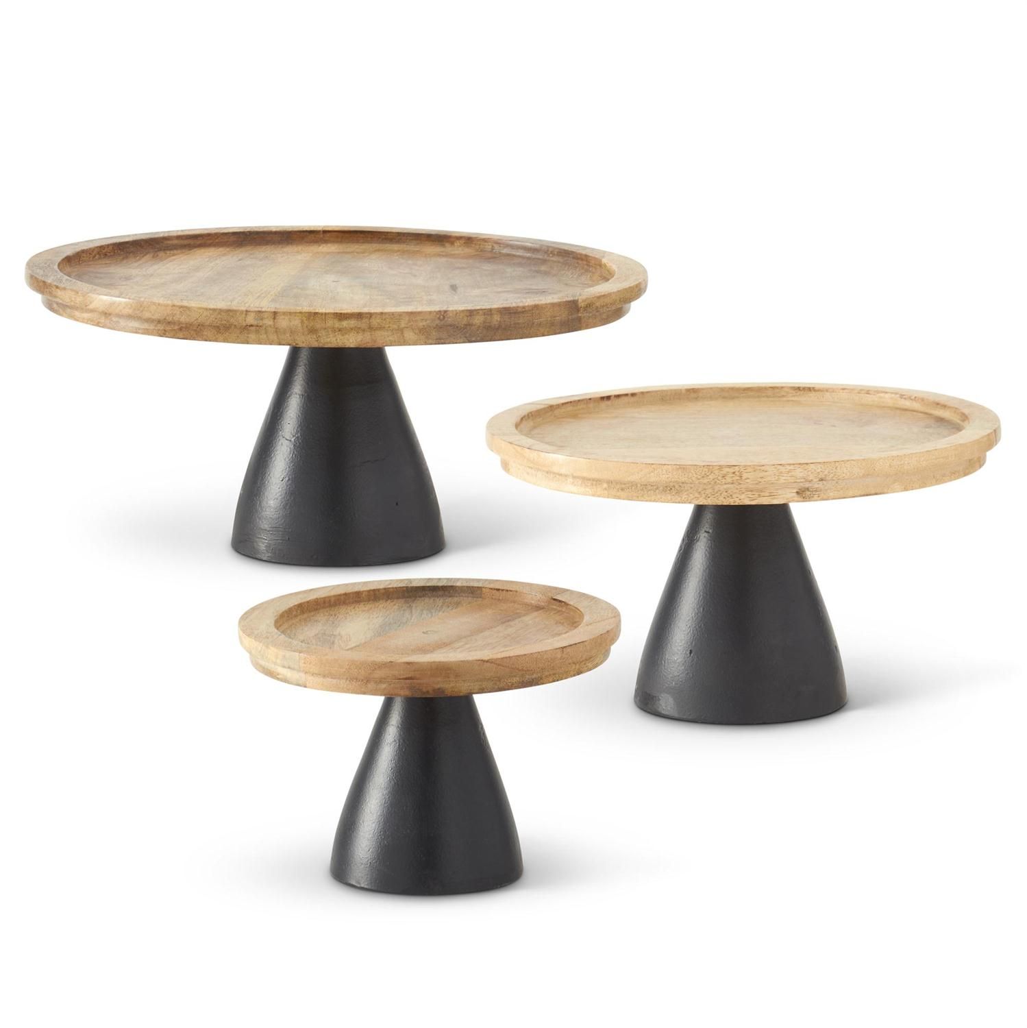 Portatortas madera base metal negro