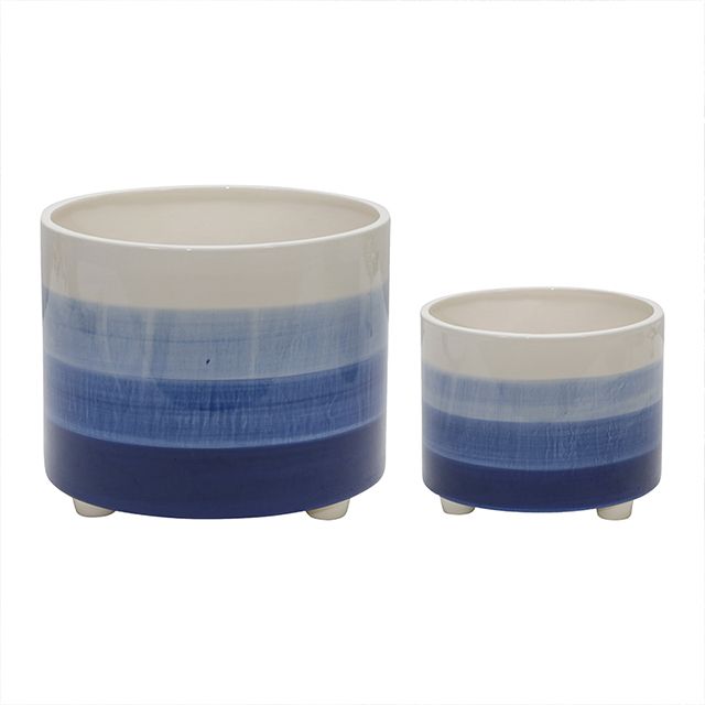 MACETA CERAMICA AZUL GRANDE