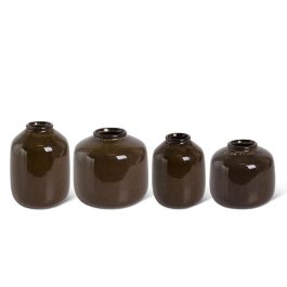 KK16525A SET/4 FLOREROS CERAMICA MARRON