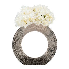 SG1773301 FLORERO METAL CON ARO PLATA GDE