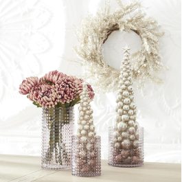 KK17942A3 FLORERO VIDRIO RELIEVE BOLITA PEQUEÑO