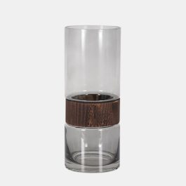 SG1855502 FLORERO VIDRIO CON CINTURON MADERA GDE