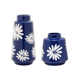 ME883102 FLORERO CERAMICA AZUL FLORES PEQUEÑO