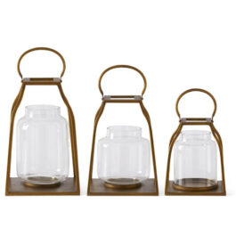 14979A-GO FAROL METAL DORADO CON CRISTAL GRANDE