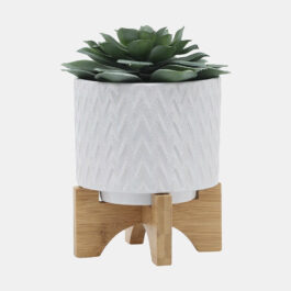157811 MACETA CHEVRON BLANCA GDE CERAMICA