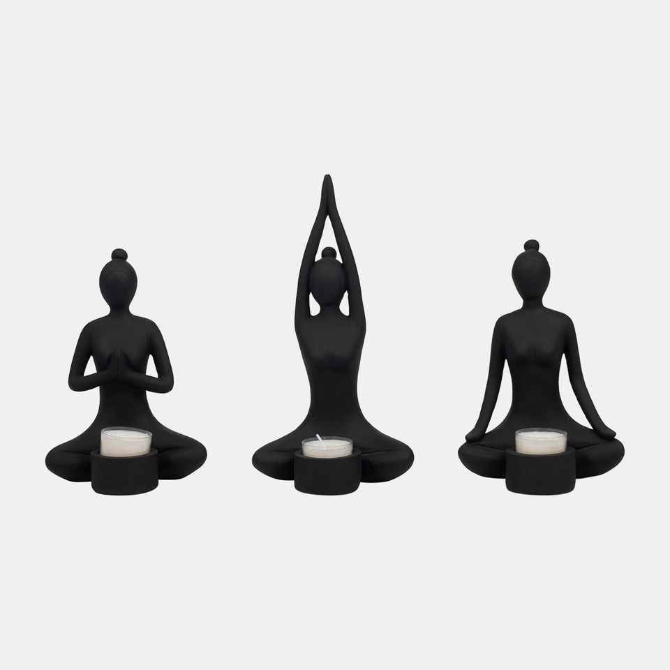 SET/3 FIGURA MUJER YOGA RESINA