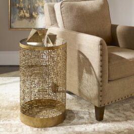 25046 MESA METAL CALADO DORADO RED