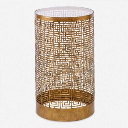 25046 MESA METAL CALADO DORADO RED