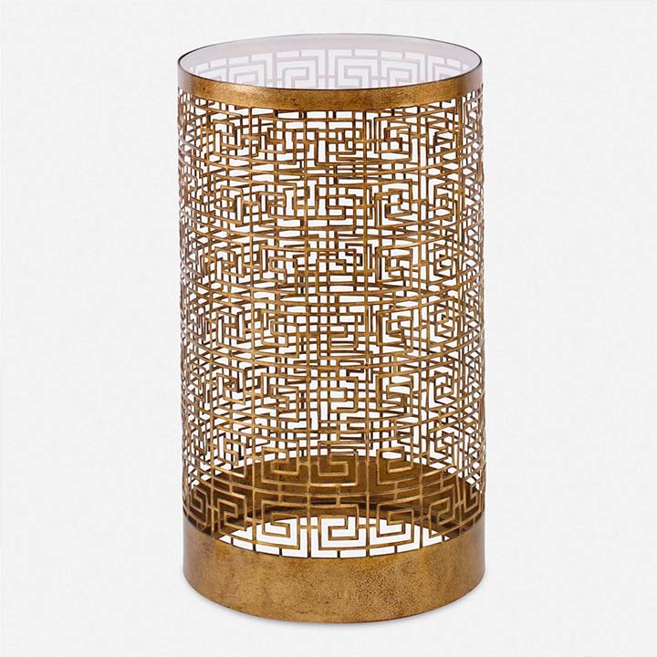 MESA METAL CALADO DORADO RED