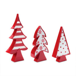 86122 SET/3 ARBOL NAVIDAD ROJO RESINA