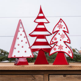 86122 SET/3 ARBOL NAVIDAD ROJO RESINA