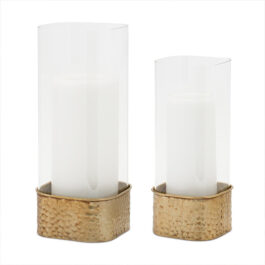 87298 SET CANDELABRO METAL Y VIDRIO