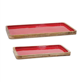 90224 SET/2 BANDEJA ROJO MADERA