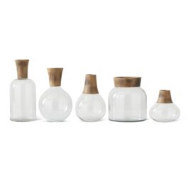 15198A5 BOTELLA VIDRIO CUELLO MADERA XS