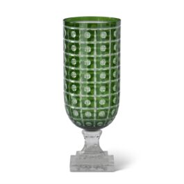 15722BGR FLORERO CRISTAL CORTADO VERDE ESMERALDA/P