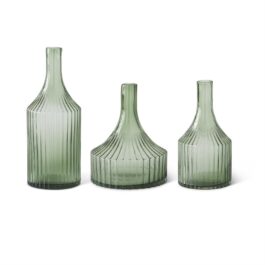 18769AC FLORERO VIDRIO ESTRIAS VERDE PEQ