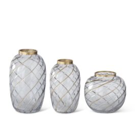 19009AB FLORERO VIDRIO GRIS RAYADO MED