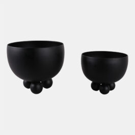 SG22205A MACETA METAL NEGRA BOLAS GDE