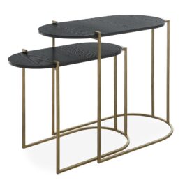 UT22882 SET/2 MESAS NESTING MADERA Y METAL AZTEC