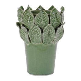 96368 FLORERO CON HOJAS CERAMICA