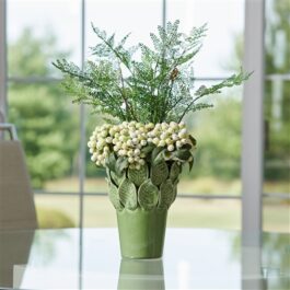 96368 FLORERO CON HOJAS CERAMICA