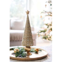 II0K852 ARBOL CONICO RESINA AMALFI CHAMPAGNE OSCUR