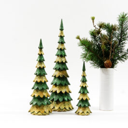 GL0R63T1 ARBOL CON BASE RESINA VERDE/DORADO TRADIC