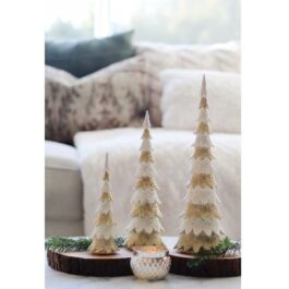 GL0R63I2 ARBOL CON BASE RESINA IVORY/DORADO GDE