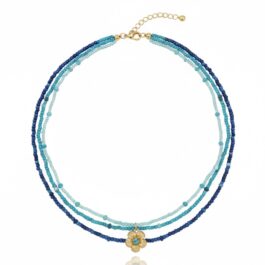 12887 COLLAR 3 VUELTAS MULLOS BAÑO ORO 14K
