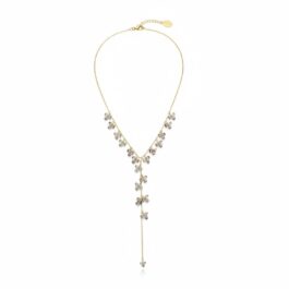 13162 COLLAR CRISTALES COLOR GRIS BAÑO ORO 14K