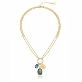 RN14358 COLLAR  CON PIEDRAS  SEMI PRECIOSAS Y BAÑO ORO 14K