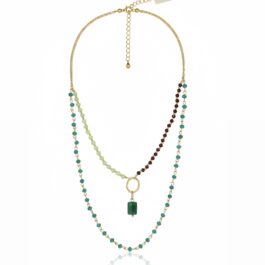 RN14546 COLLAR 2 VUELTAS CON PIEDRA SWAROVSKI Y BAÑO ORO 14K