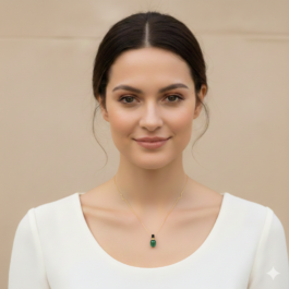 14642 COLLAR PIEDRA VERDE BAÑO ORO 14K