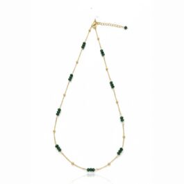 14651 COLLAR  COLOR ESMERALDA BAÑO ORO 14K