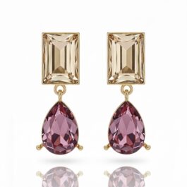 RE8393 ARETES CON BAÑO DE ORO 14K Y CRISTALES SWAROVSKI