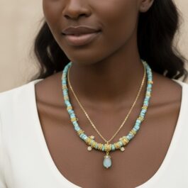 RN13812 COLLAR DORADO CON PIEDRAS SEMI PRECIOSAS
