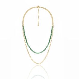 RN14194 COLLAR BAÑO ORO 14K Y PIEDRAS SEMI PRECIOSAS