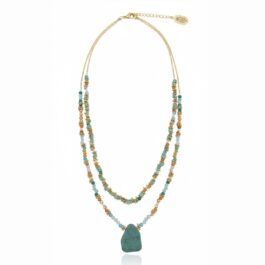 RN14197 COLLAR PIEDRAS SEMI PRECIOSAS Y BAÑO ORO 14K