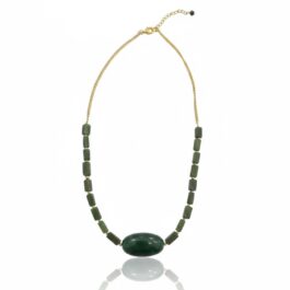 RN14285 COLLAR CON PIEDRAS AGATA BAÑO ORO 14K