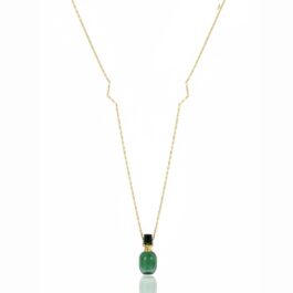14642 COLLAR PIEDRA VERDE BAÑO ORO 14K