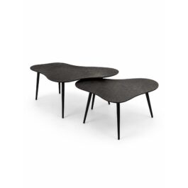SM121 SET/2 MESAS FORMA ORGANICA CHARCOAL MADERA/METAL