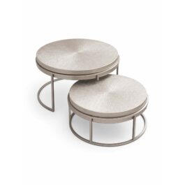 SM132 SET/2 MESAS REDONDAS COLOR CHAMPAGNE MADERA/METAL