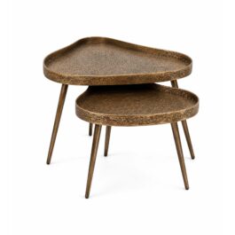 SM137G MESA DORADA FORMA ORGANICA MADERA/METAL GRANDE