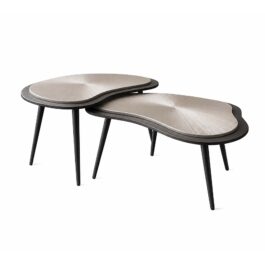 SM119M MESA COLOR PLATA Y CHARCOAL FORMA ORGANICA DE METAL