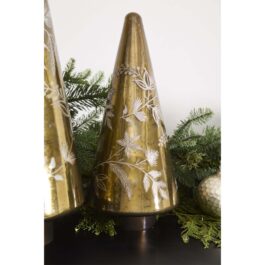 AD18450 ARBOL CONICO VIDRIO DORADO