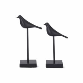 KK19064A SET/ PAJAROS NEGROS METAL CON BASE